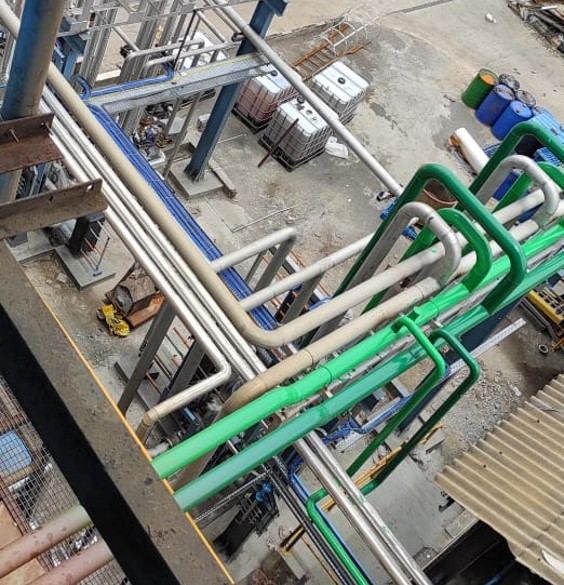 Insulated process piping installed at site